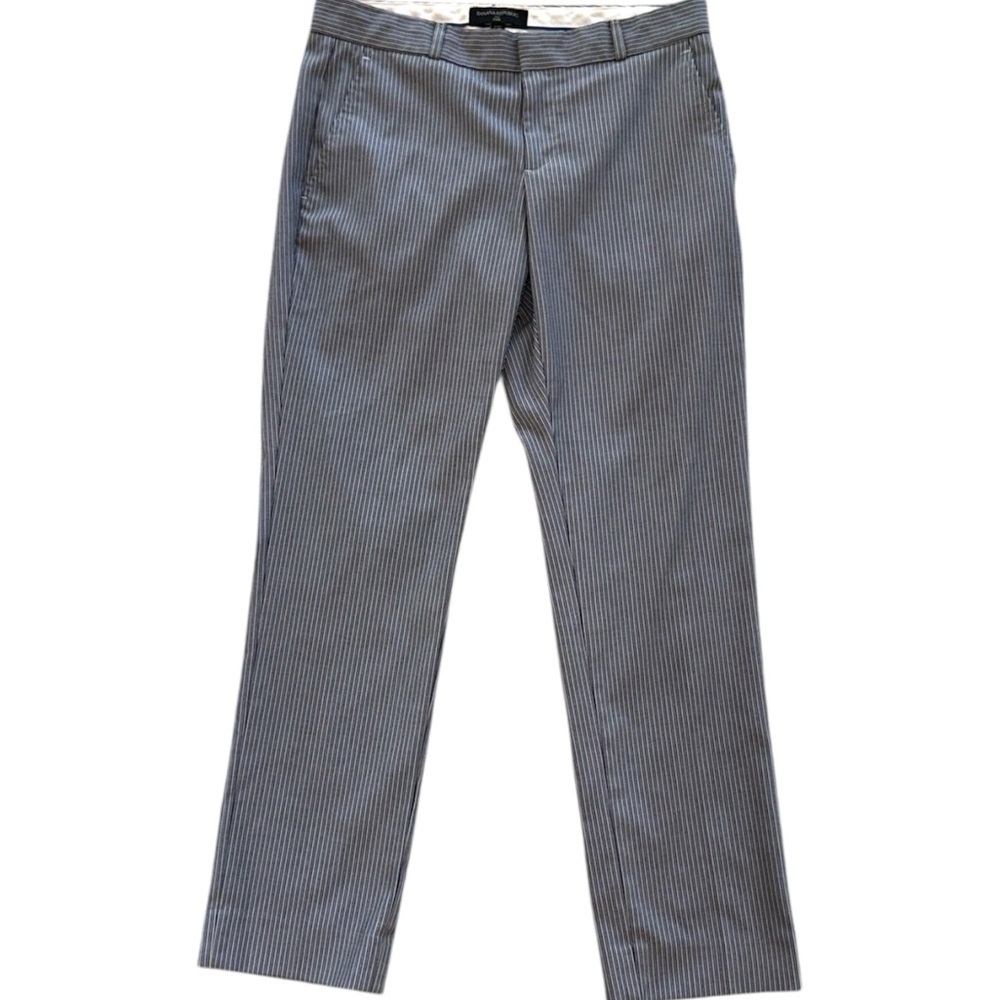 Banana Republic Ryan Fit Navy & White Ticking Striped Trousers Ankle Sz 4P